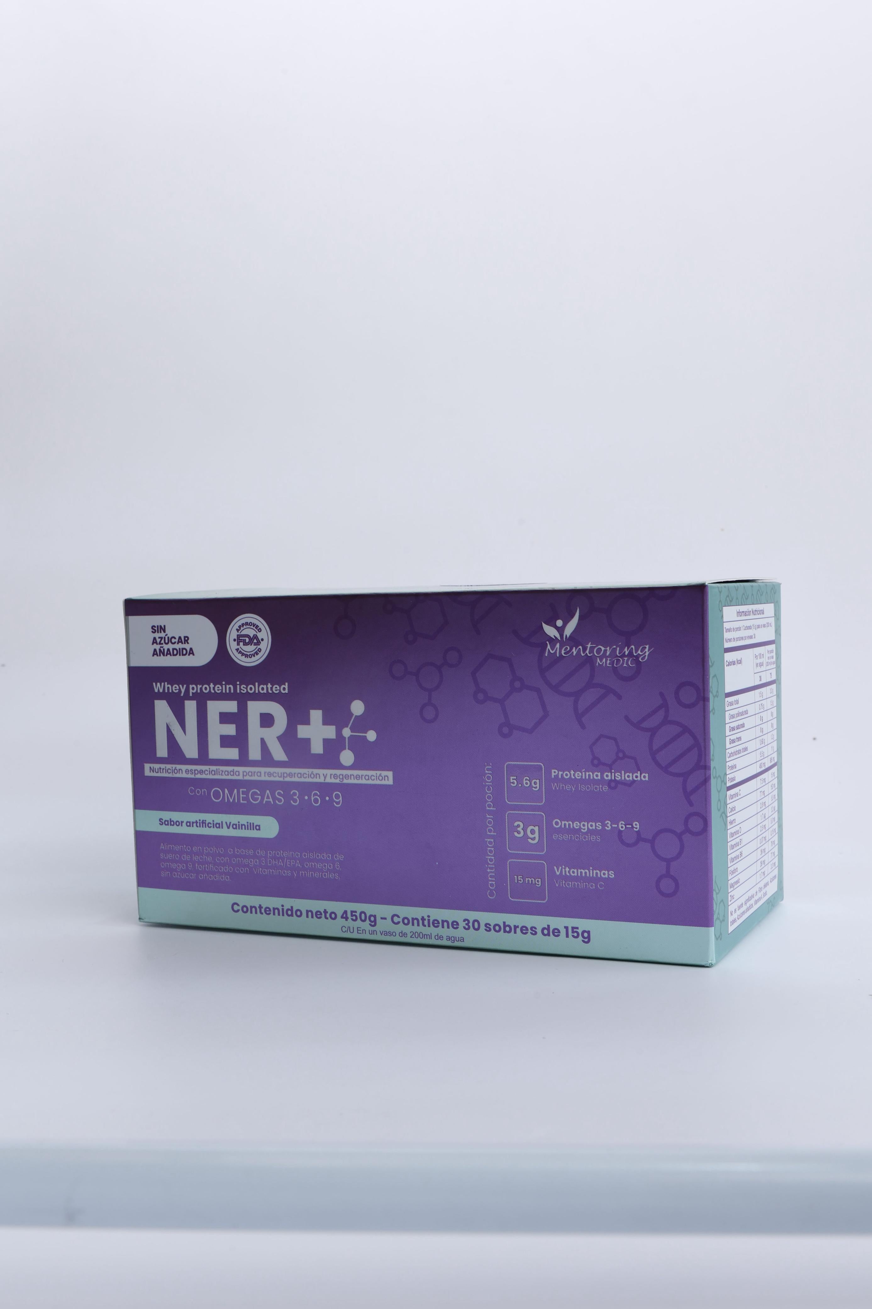 NER+®️ – Proteína Inteligente Postoperatoria con Omegas, Vitaminas y Minerales (Sabor Vainilla, Caja x30 sobres)