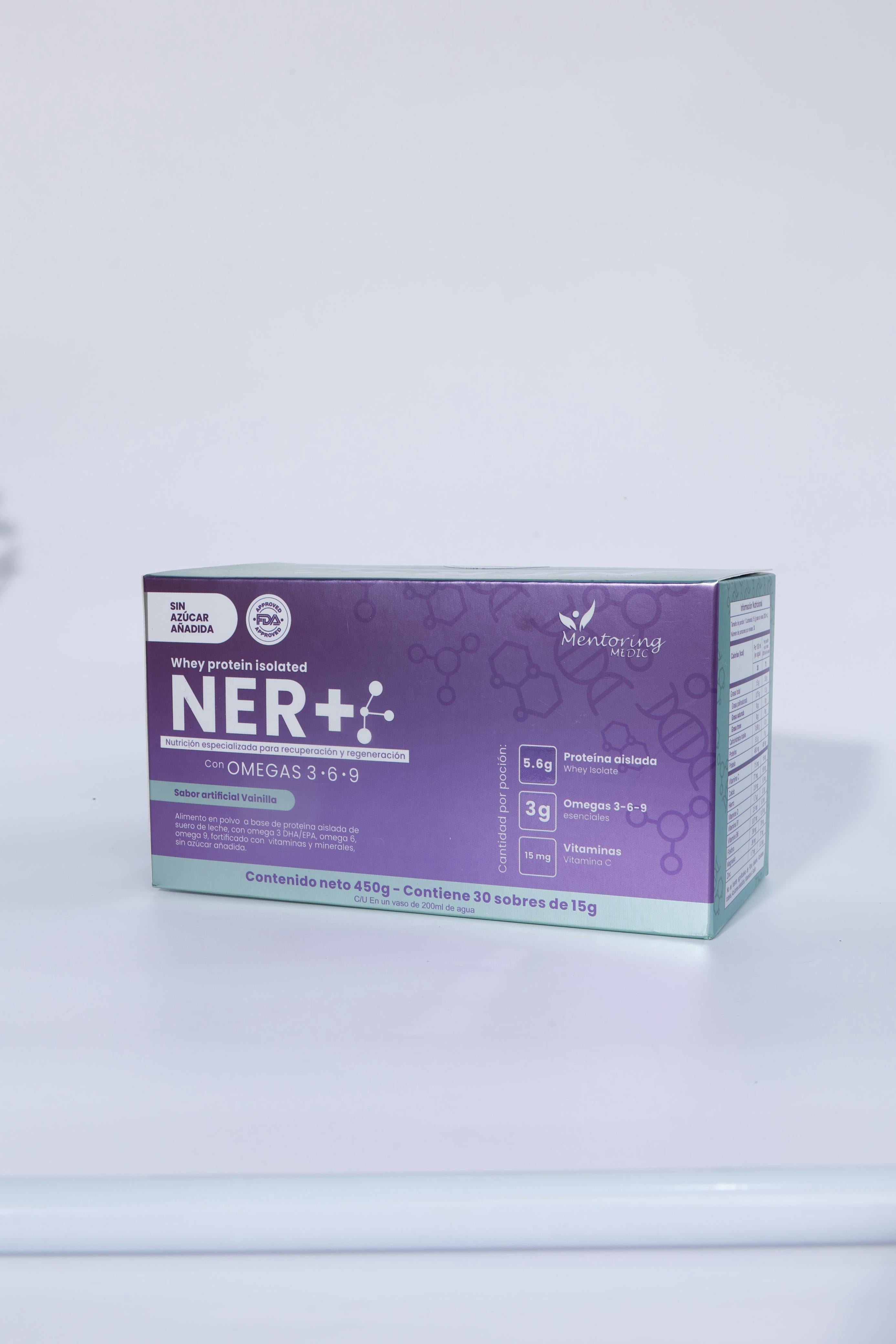 NER+®️ – Proteína Inteligente Postoperatoria con Omegas, Vitaminas y Minerales (Sabor Vainilla, Caja x30 sobres)